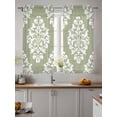 thumbnail image 2 of Baroque Sage Green Tier Curtains 45 Inch Length,Sheer Curtains for Bedroom Living Room Window Vintage Damask Classic Floral Rod Pocket Drapes Kitchen Curtains Small Half Window 27.5"x45" 2 Panels, 2 of 6