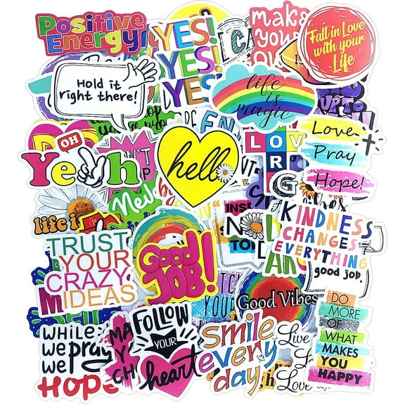 Stickers for Water Bottles, 50 Pcs Inspirational Stickers, Laptop Vinyl Cute Waterproof Skateboard Scrapbook Vsco Stickers Aesthetic, Car Decals Computer Hydroflask Stickers for Kids Teens Girls
