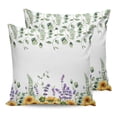 thumbnail image 7 of Outdoor Throw Pillow Cover Sunflower Lavender and Eucalyptus Leaf Waterproof Cushion Covers 2 Pack Pastoral Garden Art on White Pillow Cases Home Decoration for Patio Garden Couch Sofa, 7 of 7