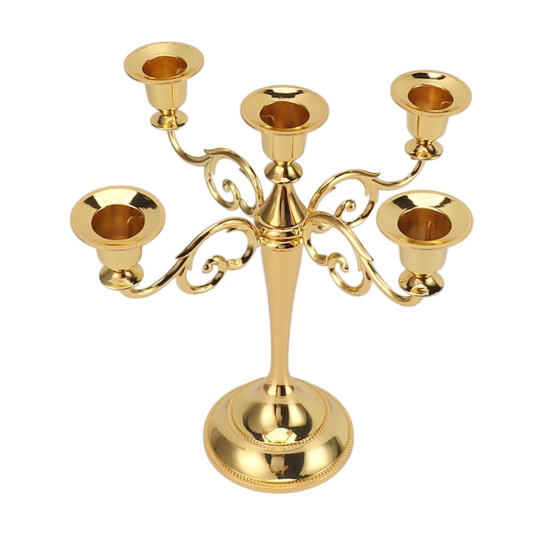 Candelabro De 5 Brazos, Centro De Mesa Decorativo Retro De Hierro Con Brazos Dorados, Para Mesa De Comedor De Boda En La Iglesia Del Hogar