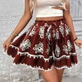 thumbnail image 6 of Levmjia Womens Fashion Shorts High Waisted Bohemian Printed Wide Leg Casual Shorts With Elastic Waistband Soft Fabric For Vacation Beach and Daily Wear, 6 of 9