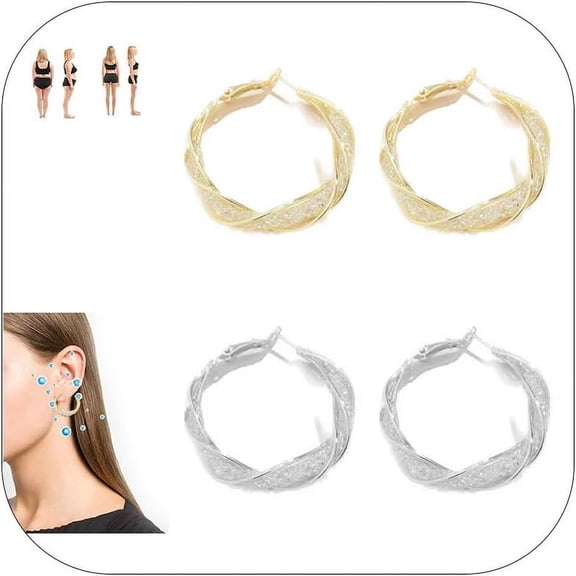 Lymphatic Earrings for Women Halolux Histone Lymphvity Germanium Drainage Earrings Magnetotherapy Rhinestone Hoop Earrings Jewelry Gifts[r557]