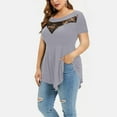 thumbnail image 4 of Mittory Womens Plus Size Tops O-Neck Asymmetric Short Sleeve Tunics Lace Blouse Shirts for Summer, 4 of 8