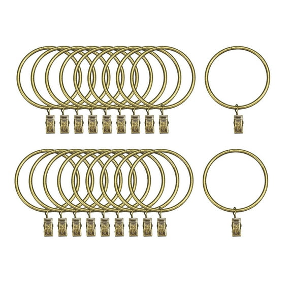 20 Pack Curtain Clips Rings Strong Metal Drapery Shower Curtain Ring with Clips Rustproof 2.48" Interior Dia Bronze Tone