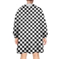thumbnail image 2 of Black and White Small Checkered Pattern Wearable Oversized Blanket,Wearable Blanket Hoodie for Adults,Cozy Hooded Blankets with Super Pockets,Super Warm Fuzzy Pullover for Women & Men, 2 of 6