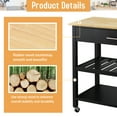 thumbnail image 4 of Walsunny Kitchen Island with Locking Wheels, 39.76 "Dining Rolling Cart Dining with Large Capacity Storage Drawers and 2 Levels of Open Spacious Shelves, Towel Rack（Black）, 4 of 8