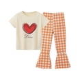 thumbnail image 4 of Amidoa Girls Summer 2 Piece Outfits Floral Cotton Short Sleeve and Casual Shorts Kids Clothing Set Orange Size Orange Size 6, 4 of 5