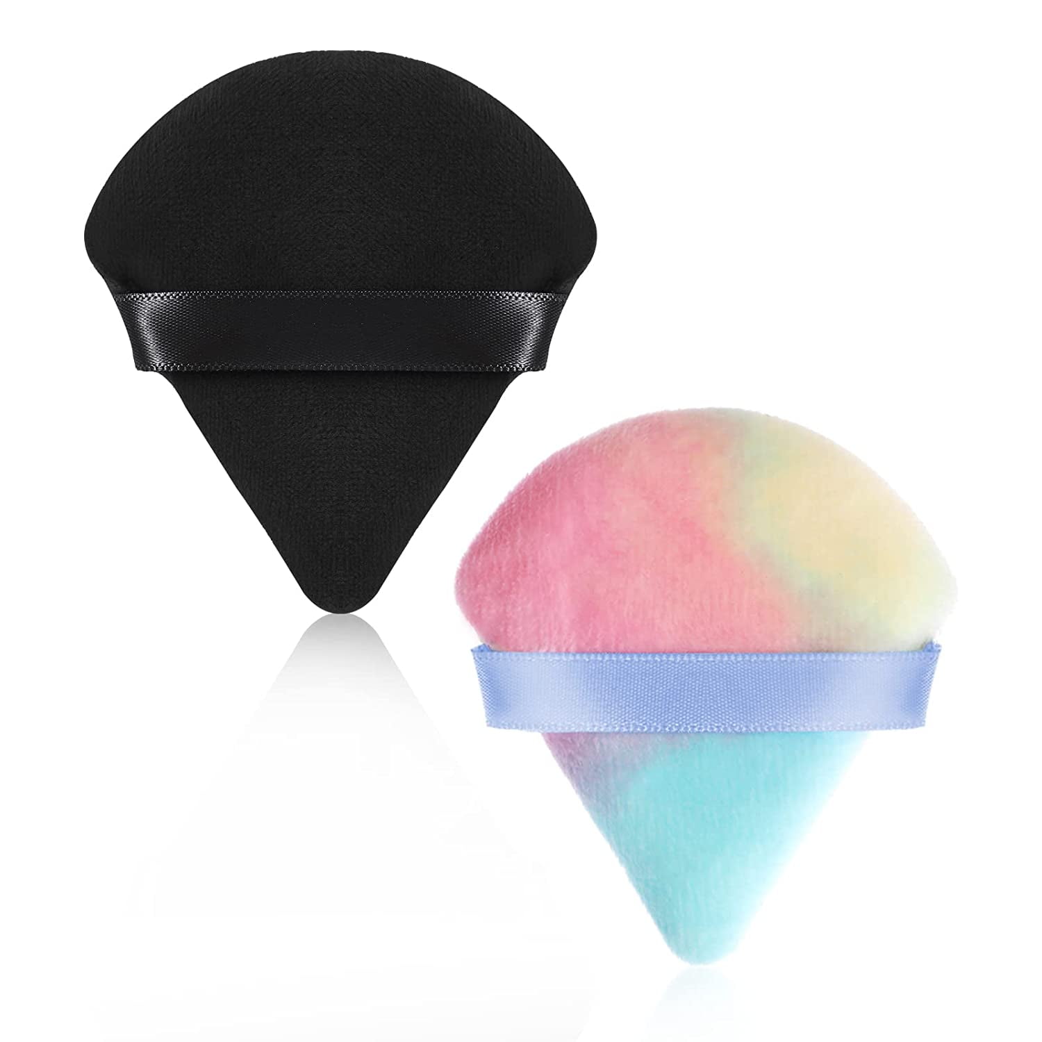 2 Pieces Triangle Powder Puff Face Makeup Sponge Wedge Shape with Strap