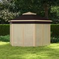 thumbnail image 2 of Barara King Gazebo, Outdoor Canopy Shelter,13' x 13' Pop Up Gazebo Hexagonal Canopy Shelter with 6 Zippered Mesh Netting, Beige, 2 of 11