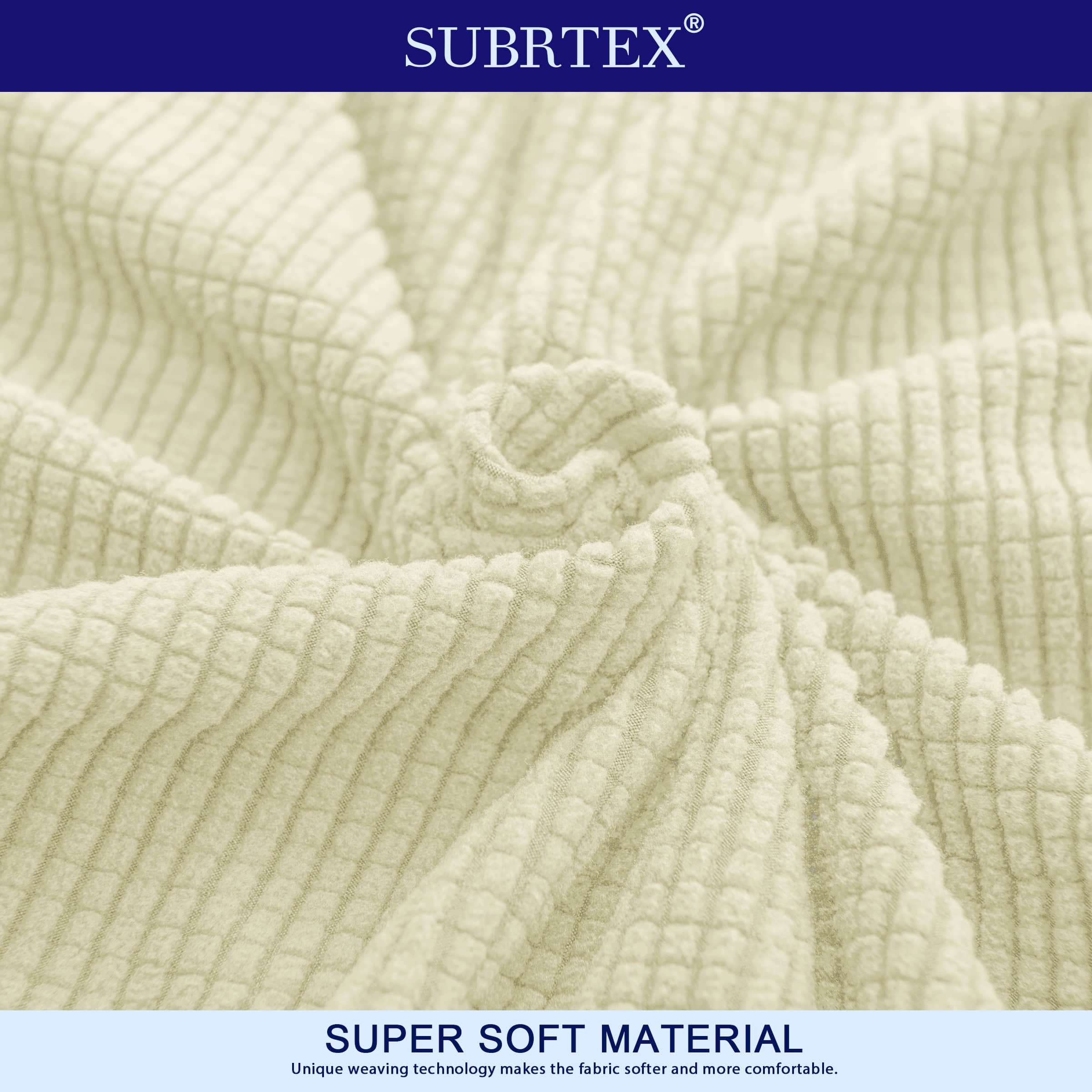 Subrtex Solid Print Polyester Loveseat Slipcover, Ivory