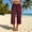 Wine plus size capri pants with pockets a1, variant on Cagogo Women Plus Size Wide Leg Capri Pants Elastic Waist with Pockets Casual Beach Vacation Trousers Cropped Palazzo Summer Travel Lounge Pants, Beige M