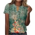 thumbnail image 2 of Azrian Plus Size Tops,Womens Shirts,Womens Blouses Women's Casual Retro Printed Round Neck Short Sleeved Top Season Clearance, 2 of 4