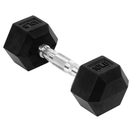 Alvantor Hex Rubber Coated Dumbbell 10LB-50LB, Non-Slip Grip for Strength Training, Black
