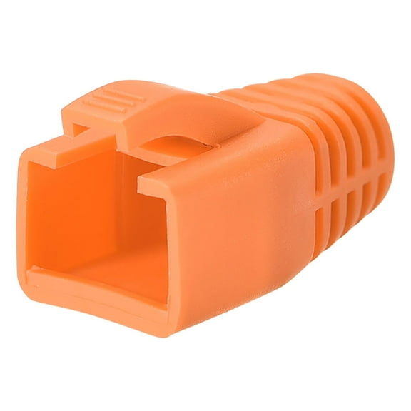 Orange 7mm Hole Dia RJ45 Boots Cover Anti Dust Plastic Protector for Network Cable CAT6 CAT7 50Pcs