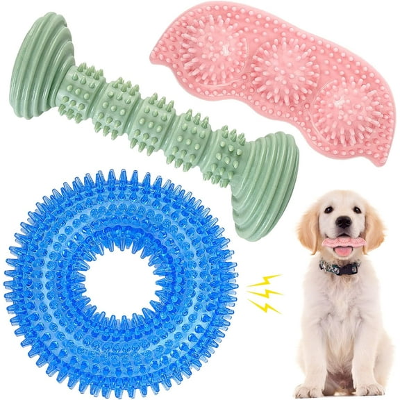3pcs Dog Chew Toys for Teething, Puppy Teething Toys, Soft & Durable Puppy Toys for Cleaning Teeth and Protect Oral Health, Suitable for Small & Medium Do
