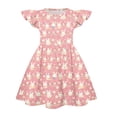 thumbnail image 3 of YOUYEDIAN Easter Midi Dresses for Girls Teen Summer Cute Flutter Sleeve Princess Dress Crew Neck Buuny Rabbit Print Dresses (Pink, 13-14 Years), 3 of 4