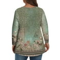 thumbnail image 6 of TQWQT Plus Size T Shirts for Women Loose Cute Shirt Long Sleeve V Neck Floral Graphic T-Shirt Fall Casual Tunics Blouses Green XL, 6 of 6