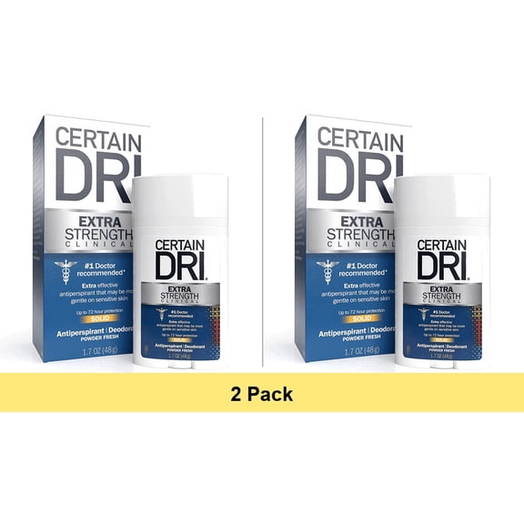 Certain Dri Extra Strength Clinical Antiperspirant   Deodorant Solid, 1.7 oz - 2 Pack