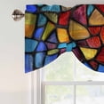 thumbnail image 4 of Tie Up Valance Blue Red Yellow Valances for Windows Modern Colored Rainbow Stained Glass Balloon Shade Valance Window Treatment Short Curtain Valances for Living Room Kitchen Bedroom Bathroom 42"x18", 4 of 8