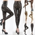 thumbnail image 5 of Sufanic Women High Waist Shiny Wet Shiny Print Slim Pants Faux Leather Stretch Leggings, 5 of 9