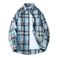 thumbnail image 2 of BXINGOHAI Mens Button Up Shirts Long Sleeve Casual Button Down Cotton Vintage Soft Plaid with Pocket Light Blue 4XL, 2 of 4