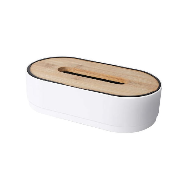 Caja de pa?uelos con cubierta de madera de elevación creativa, cubierta flotante para el hogar, caja de papel de bombeo de bambú, caja de pa?uelos de escritorio para sala de estar, mesa de café, blanco XianweiShao 8390615748612