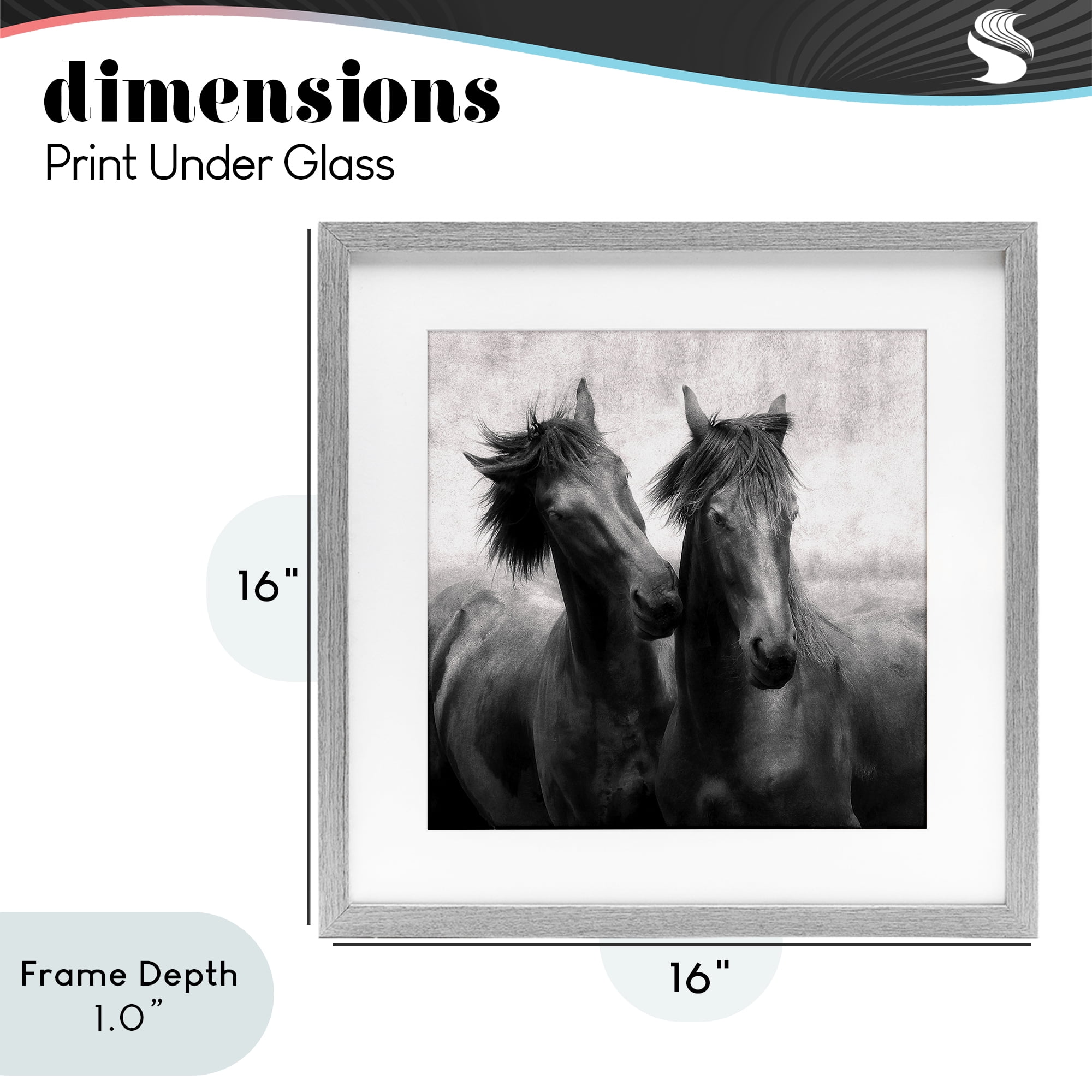 Stupell Industries Short Haired Horse Pair Gray Framed Print Under Glass, design by Lars Van de Goor