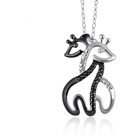 JewelersClub Black and White Diamond Accent Giraffe Pendant