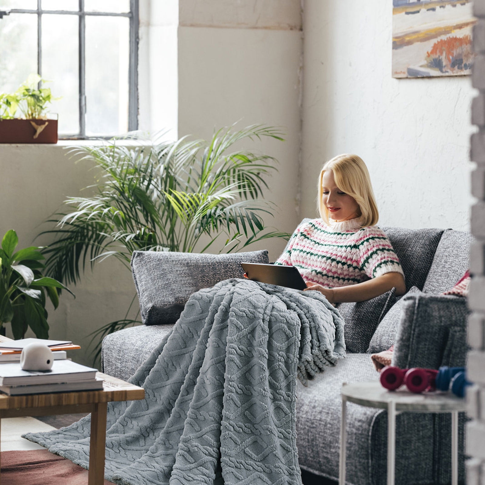 Aoujea Blue Polyester Throw, 70 cm x 100 cm