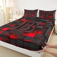 thumbnail image 4 of Erosebridal Personalized Initial B Bed Sheets 4pcs For Teens Adults,Boys Girls Geometric Plaid King Sheets, 4 of 5
