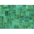thumbnail image 1 of Ahgly Company Machine Washable Indoor Rectangle Patchwork Turquoise Blue Transitional Area Rugs, 5' x 7', 1 of 4