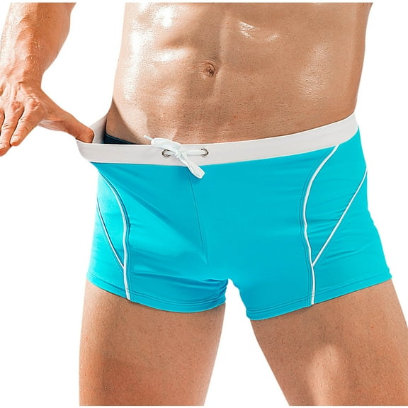 Quick-Drying Swim Trunks for Men Drawstring Low Waist Swimming Boxers Shorts Mens Stretchy Slim Comfort Swimwear Board Swimsuits Bottoms
