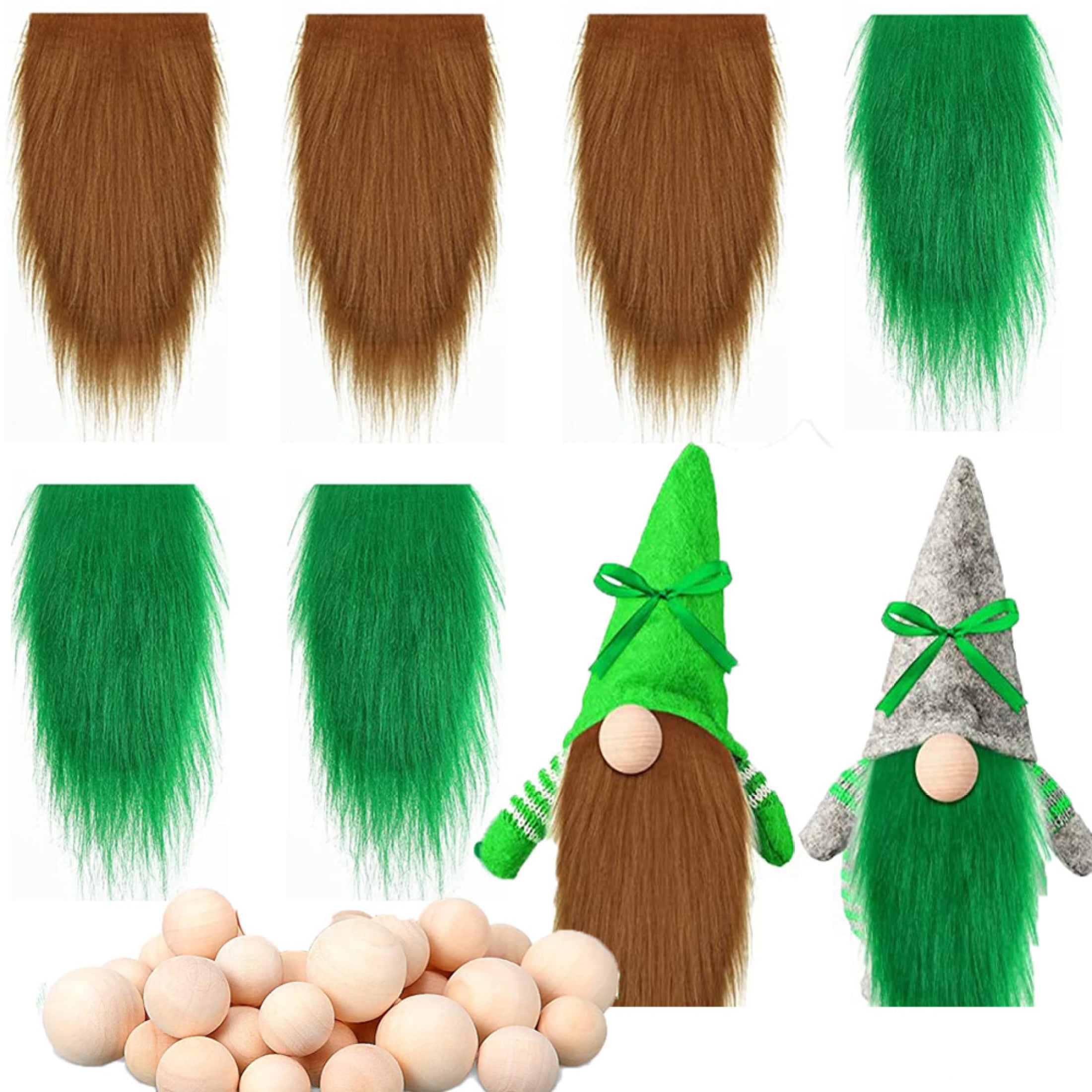 12x Handmade Pre-Cut Gnome Beard, Unfinished Wooden Balls, Fabric Dwarf  Beard for Supplies, Party, Holiday, white 