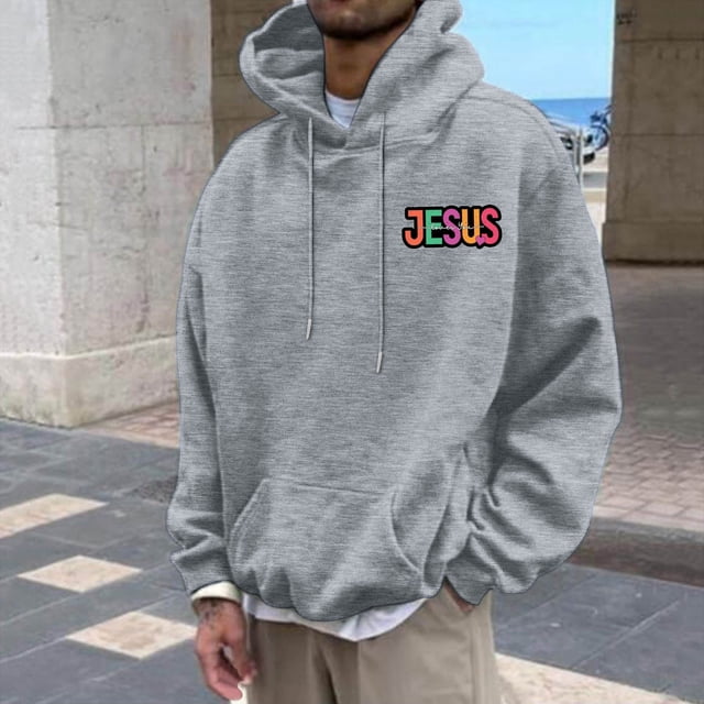 MHFRRA Sudaderas y Sudaderas para Hombre para Uso Casual, Suéter Acogedor con Diseño Estampado, Ajuste Holgado para Otoño E Invierno Gris claro