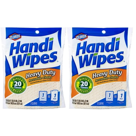 Clorox Handi Wipes Heavy Duty Reusable Cloths, 3 Count, 2 Pack