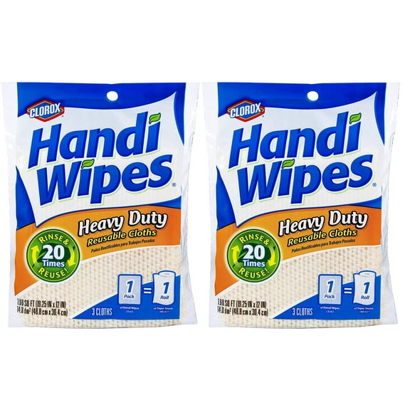 Clorox Handi Wipes Heavy Duty Reusable Cloths, 3 Count, 2 Pack
