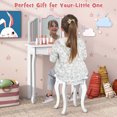 thumbnail image 2 of Patiojoy Kids Vanity Table and Chair Set Princess Makeup Table with Stool Removable Tri-Folding Mirror Pink, 2 of 9