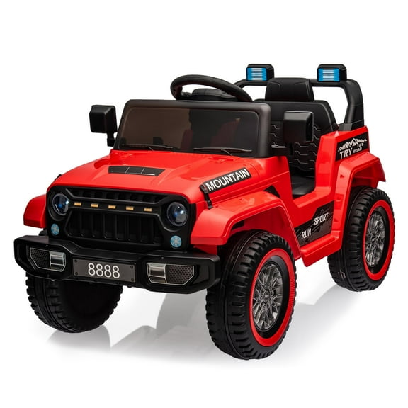 TROPOW Kids Cars Electric Ride On,12V Electric Ride-On Truck for Boys and Girls – Off-Road SUV with Forward and Reverse Functions, Parental Remote Control, Safety Belt, Lights, and Music,Red