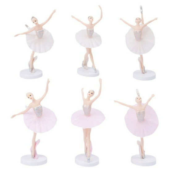 BESTYASH Girls Cake Decorations Ballerina Shape White 6pcs Party Supplies Birthday Cupcake Toppers