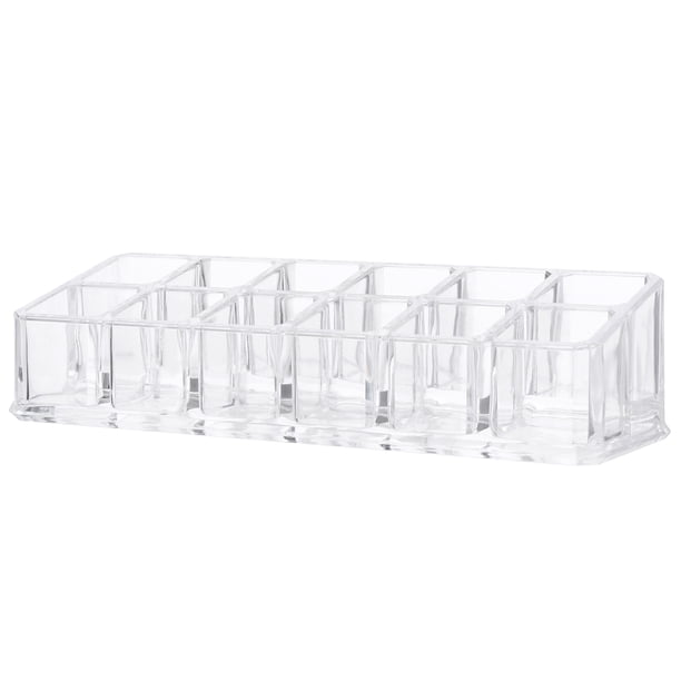 PIXNOR - Expositor de maquillaje y lápiz labial de plástico transparente con 12 ranuras, organizador de cosméticos