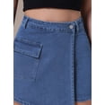 thumbnail image 5 of DARING DIVA Women's High Waist Western Asymmetrical Denim Cargo Skirt XL Dark Blue, 5 of 7