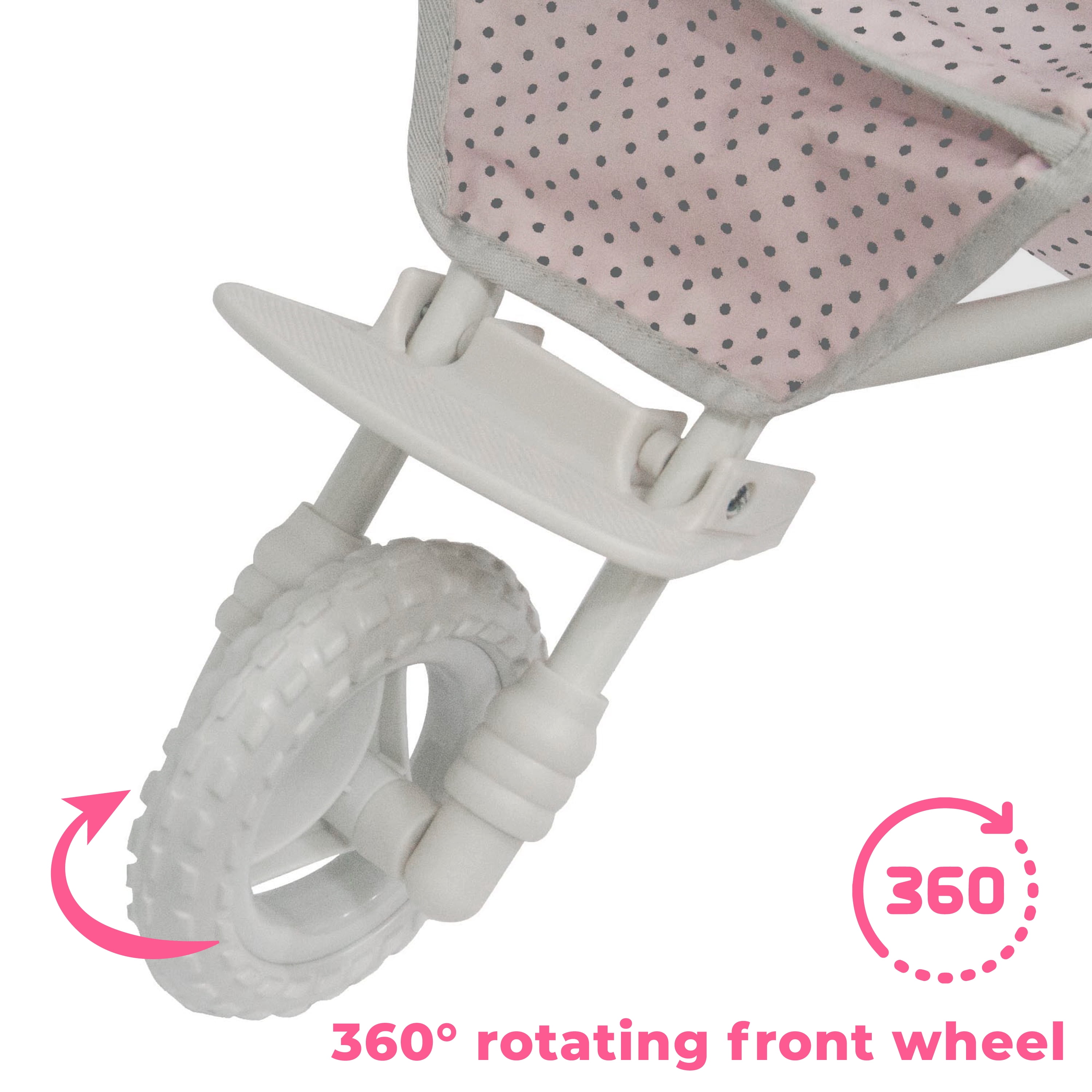 Olivia's Little World Polka Dots Princess Doll Jogging Stroller, Pink