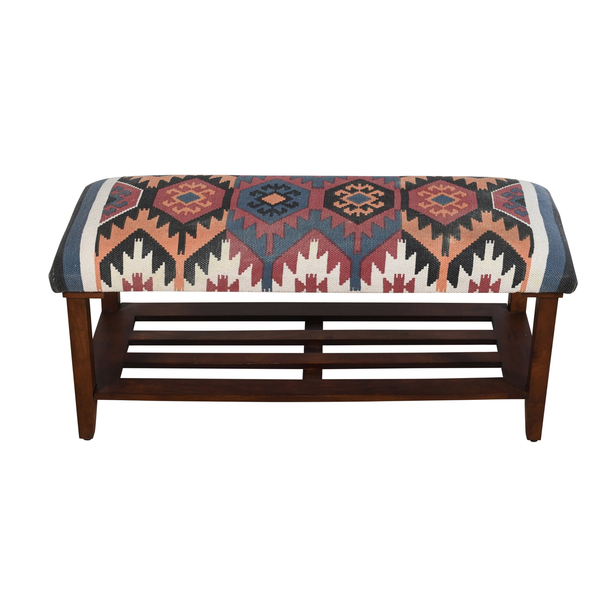 LR Home Sophia 40" Multicolored Kilim Cotton Upholstered Storage Accent Bench