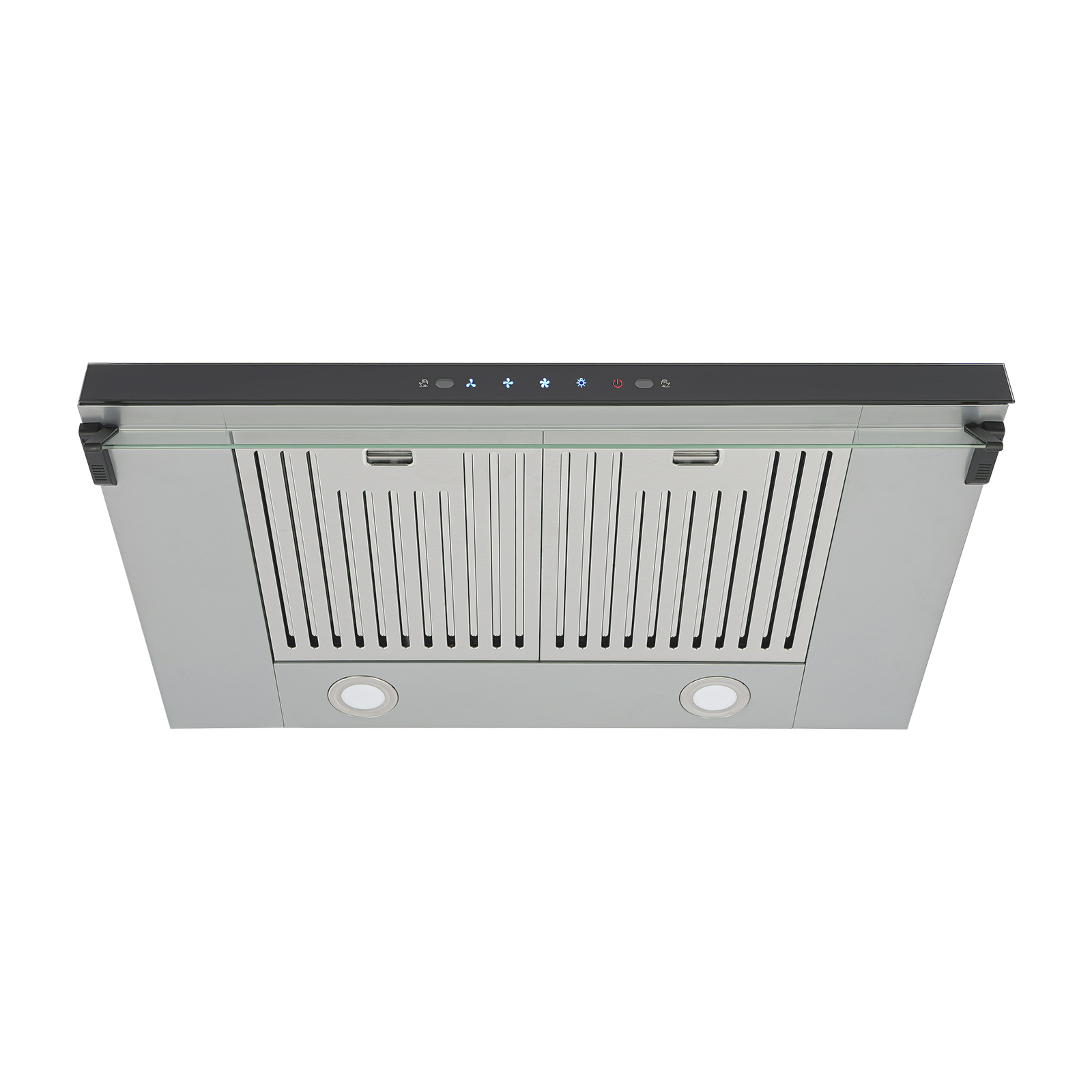 Under Cabinet Cooker Hood, 75cm Silver Stainless Steel, 900CFM Powerful Airflow, 3-Speed Adjustable, Touch Control & Gesture Sensing, LED Lighting, Ducted/Ductless Installation