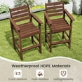 thumbnail image 6 of Gymax Patio Bar Stools Set of 4 Tall Adirondack Chair w/ Backrest Armrests & Footrests Brown, 6 of 9