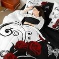 thumbnail image 4 of Manfei Red Rose Floral 7pcs Bedding King Size for Girls, Black and White Comforter Sets with Sheets, Butterfly Print Bed Set, Breathable Room Decor, 4 of 8