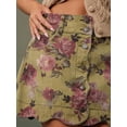 thumbnail image 4 of Multicolor Womens High-Waist Scalloped Button-Front A-Line Denim Mini Skirt, 4 of 30