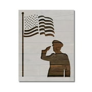 US United States Soldier Saluting American Flag Stencil Template Reusable 8.5 x 11 for Painting on Walls, Wood, Etc. By Stencilville
