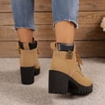 thumbnail image 5 of Oyedens Platform Combat Boots for Women Fashion Casual Block High Heels Mid Calf Ankle Booties, 5 of 8