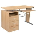 thumbnail image 3 of Maple Desk with Three Drawer Pedestal and Pull-Out Keyboard Tray, 3 of 9